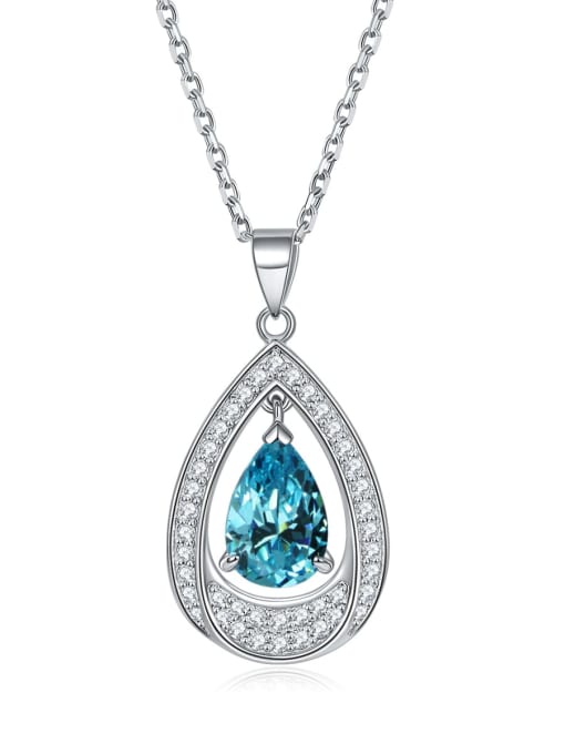 Aquamarine [Capricorn] 925 Sterling Silver Birthstone Water Drop Dainty Necklace